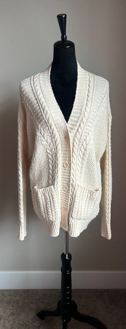 SUNDANCE Cable Knit Long Sleeve Button Front Cardigan in Cream Size S